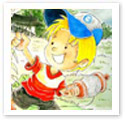 Playing With Kite : Children Illustration